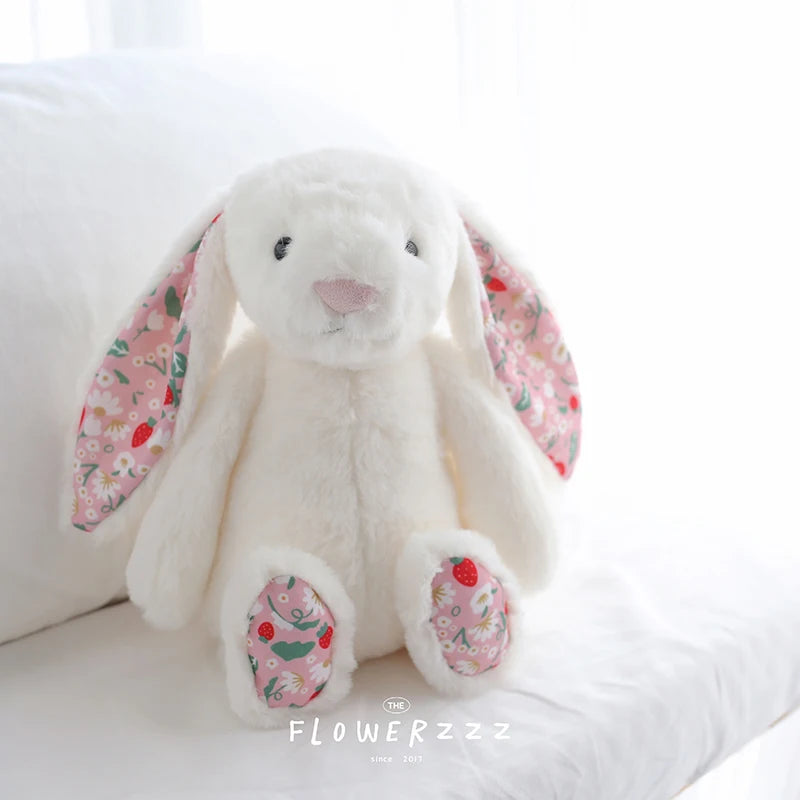 30cm Bonnie Rabbit Floral Ears Plush Toys Cartoon Stuffed Bunny Dolls Children's Room Decor Toy Soft Birthday Gifts For Girl