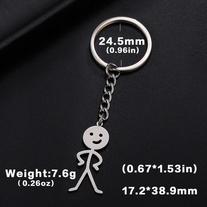Teamer Funny Middle Finger Stickman Keychain 2025 Cute Trend School Bag Car Key Pendant Couple New Trinket Gift Keyring