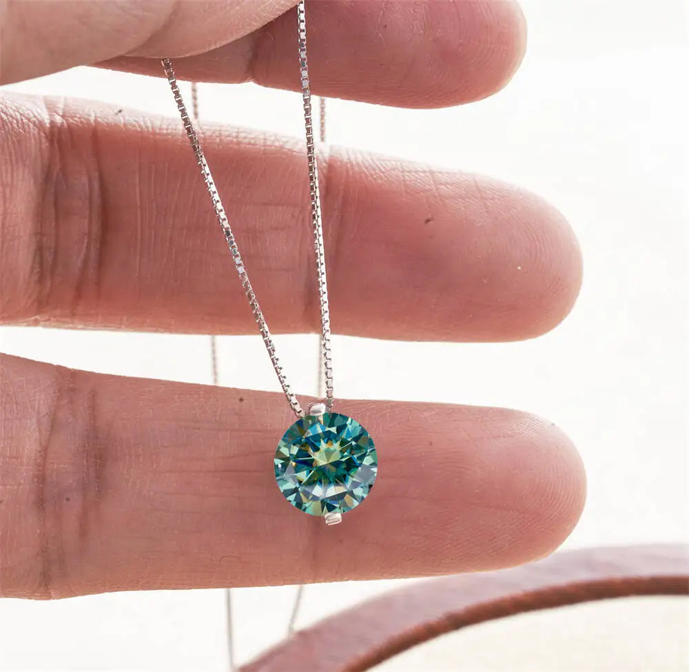 2CT D Color Moissanite Simple Pendant Necklace With Certificate 925 Sterling Silver Women Necklace Fine Jewelry Gift For Wedding