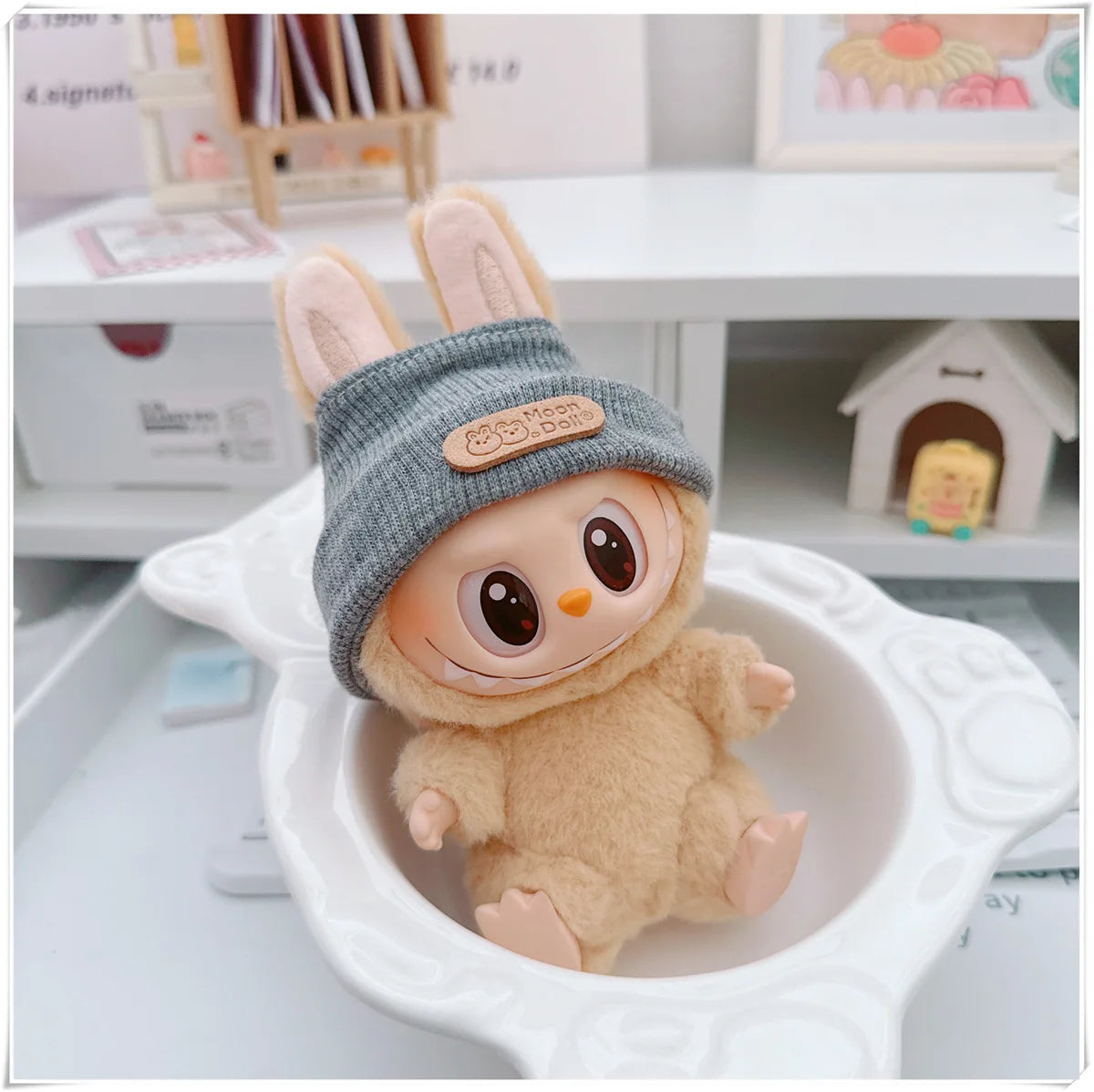 17cm Labubu Bear Casual Jacket Doll Clothes - Cute Plush Outerwear for Pullip Blythe OB11 BJD, Kawaii Teddy Coat