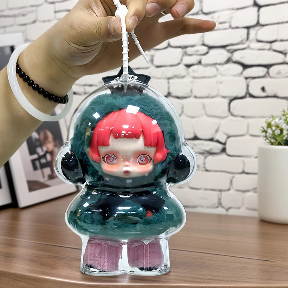1/2PCS Acrylic Transparent Protective Case Doll Dust Case Storage Case with Strap for Skull Panda Winter Movement for SP Doll