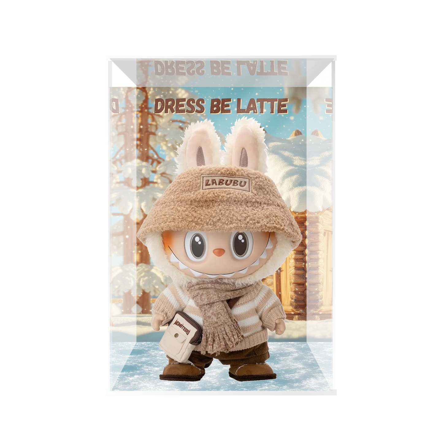 Unmoveable MART Labubu Large Plu Latte Doll Trendy Toy Display Box Collectible Figure ow Case Anime Cartoon Props