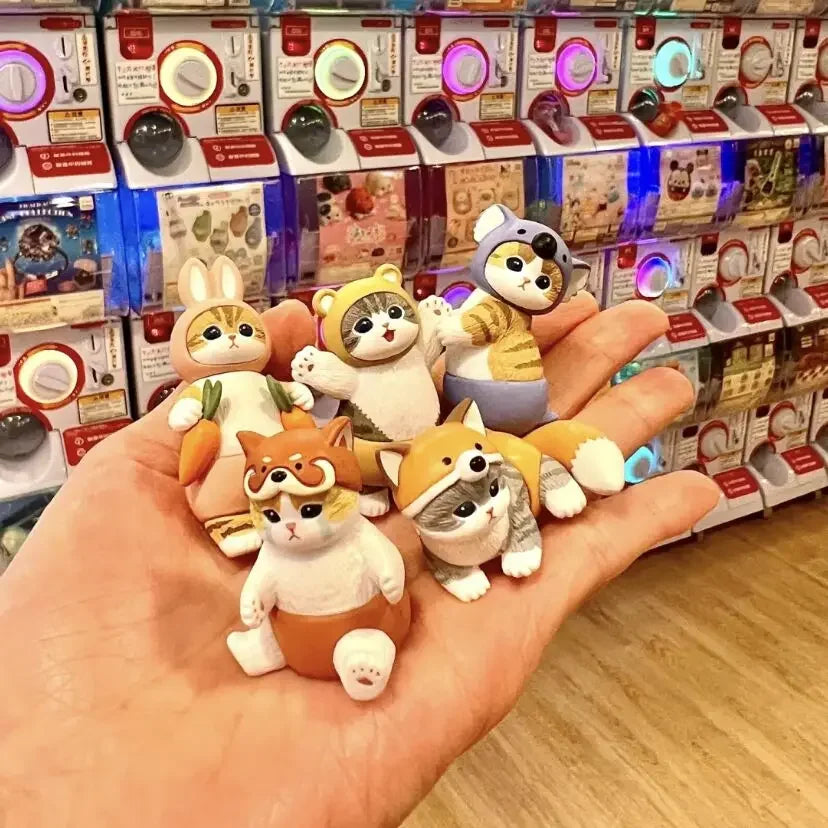 4cm Mofu Cat sands Action Figure Collection Set Animal Headgear Doll Kawaii Cute PVC Model Desktop Decoration Crafts Gifts Toys
