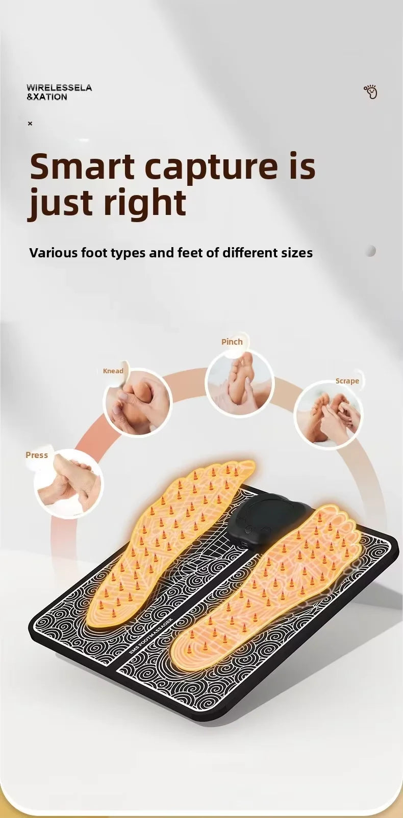 Electric Foot Massager Foldable Portable Quick USB Charging EMS Massager Improve Blood Circulation Relieve Sore Feet Leg Relax