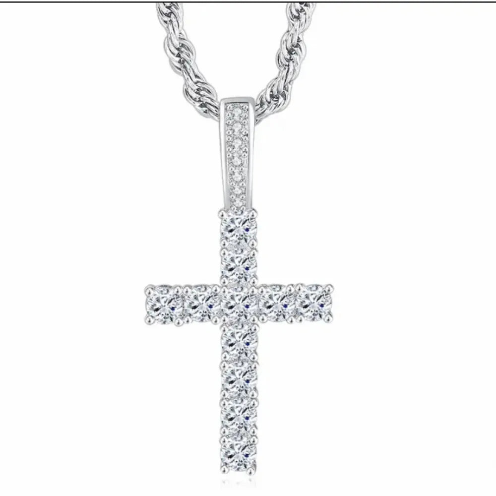 60cm ツイストチェーン ロングネックレス レディース/メンズ ファッション 高級 キュービックジルコニア クロスペンダントネックレス ギフト ラブアクセサリー