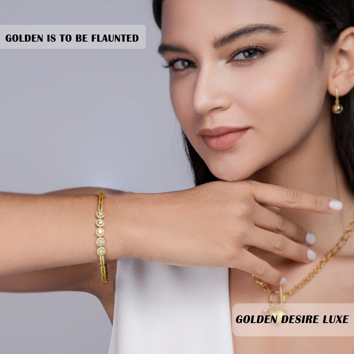 16.4CTW Lab Grown Diamond Bracelet 18K Gold Plated Five Stone Round Design Hypoallergenic Comes with GRA Certificate