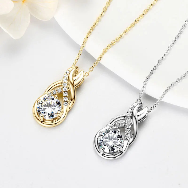 IOGOU Luxury 6.0CTW 8MM VVS1 Moissanite Jewelry Set 925 Silver Infinity Pendant Necklace Drop Hoop Earrings Sets for Women Gifts