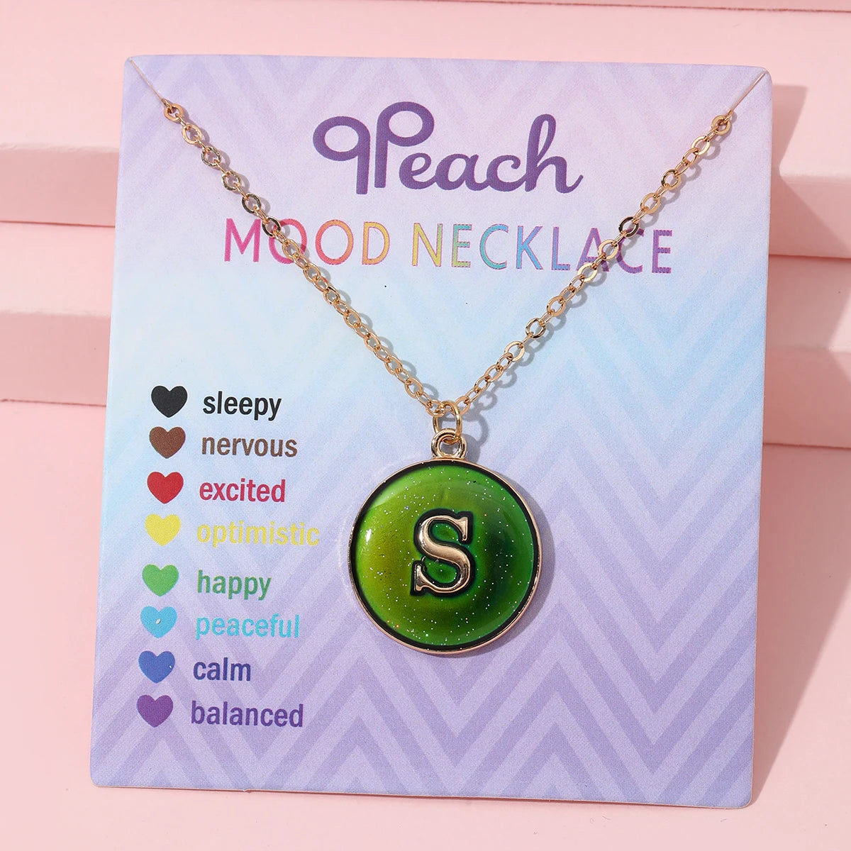 Fashionable Temperature-Sensitive Color-Changing 26 Letters Pendant Necklace Zinc Alloy Mood Regulation Chain Jewelry Accessory
