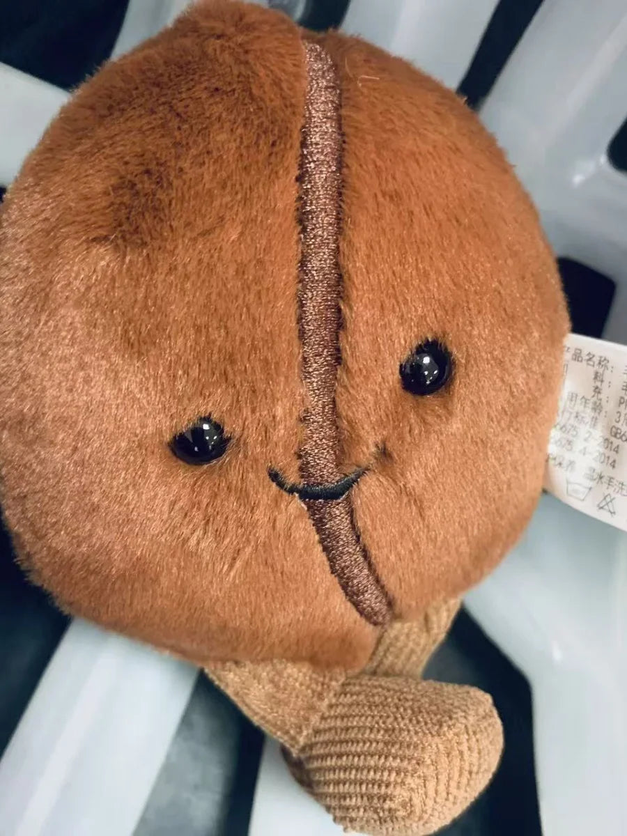 Jellycat Coffee Bean Bag Pendant Cartoon Stuffed Smiling Coffee Food Plushies Cute Key Chain Soft Doll Birthday Gifts Girl