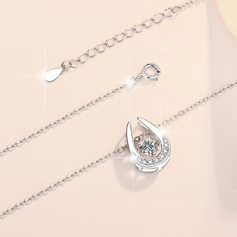 HK0049 Lefei Fashion Trend Luxury Classic White Moissanite Horseshoe Heart Star Necklace For Women 925 Silver Party Jewelry Gift