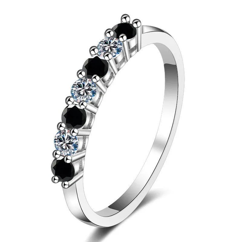 0.7CT D Color VVS1 EX Round Moissanite Ring 925 Sterling Silver Eternity Ring Women Engagement Wedding Luxury Band