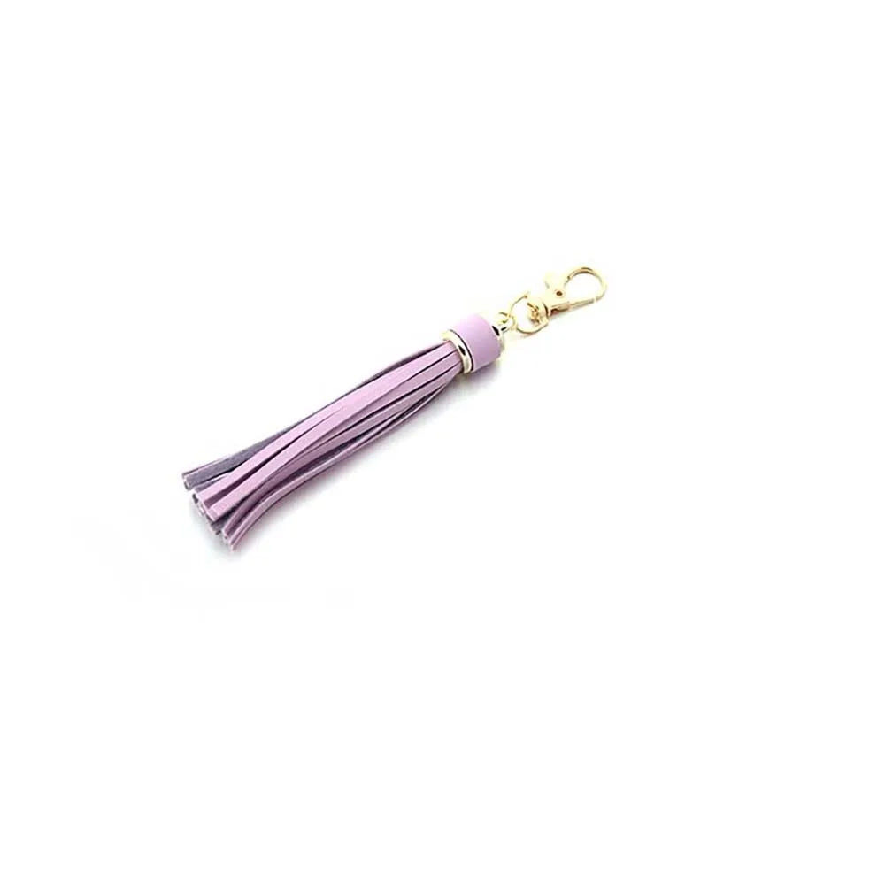 Hot selling copper alloy lobster buckle leather tassel pendant keychain bag accessories for women