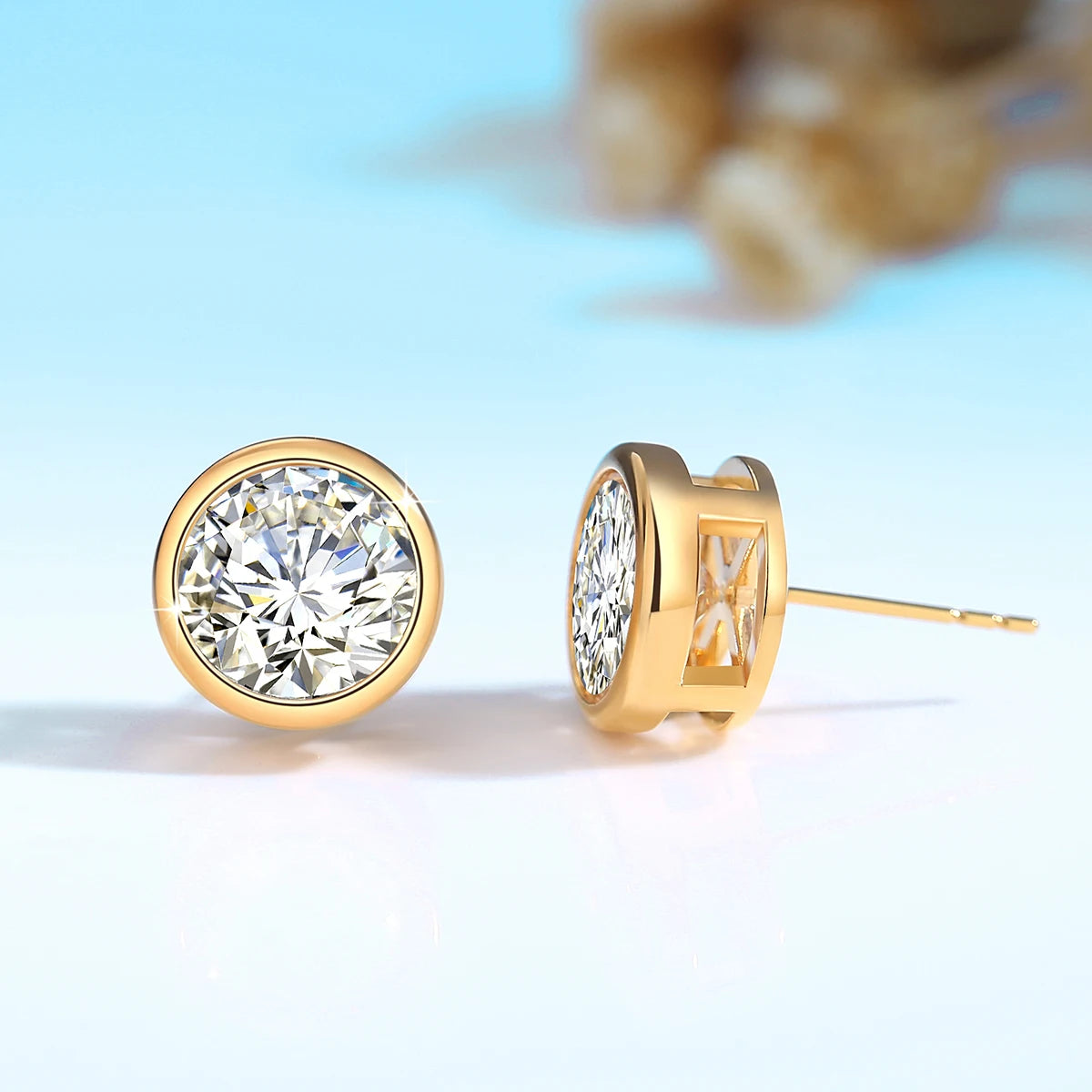 Real 18K Gold AU750 D Color Moissanite Stud Earrings for Women Men Lab Grown Diamond Ear Studs Fine Jewelry Valentine's Gift