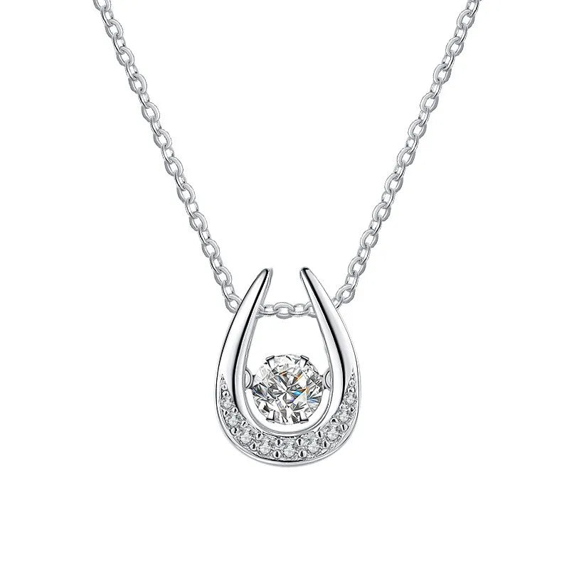 HK0049 Lefei Fashion Trend Luxury Classic White Moissanite Horseshoe Heart Star Necklace For Women 925 Silver Party Jewelry Gift