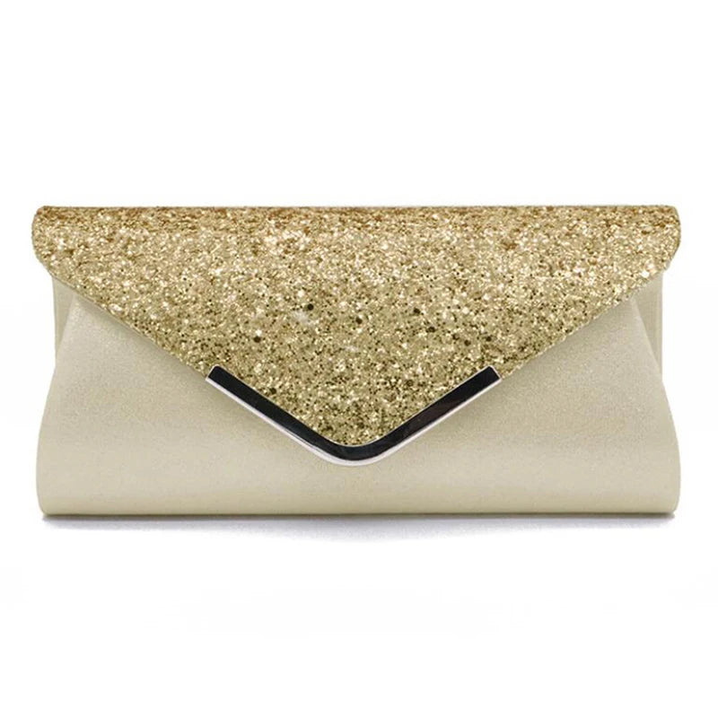 Women Clutch Glitter Sequins Evening Party Handbag Portable Black Gold Silver Pink Wedding Clutch Purse Envelope Clutch