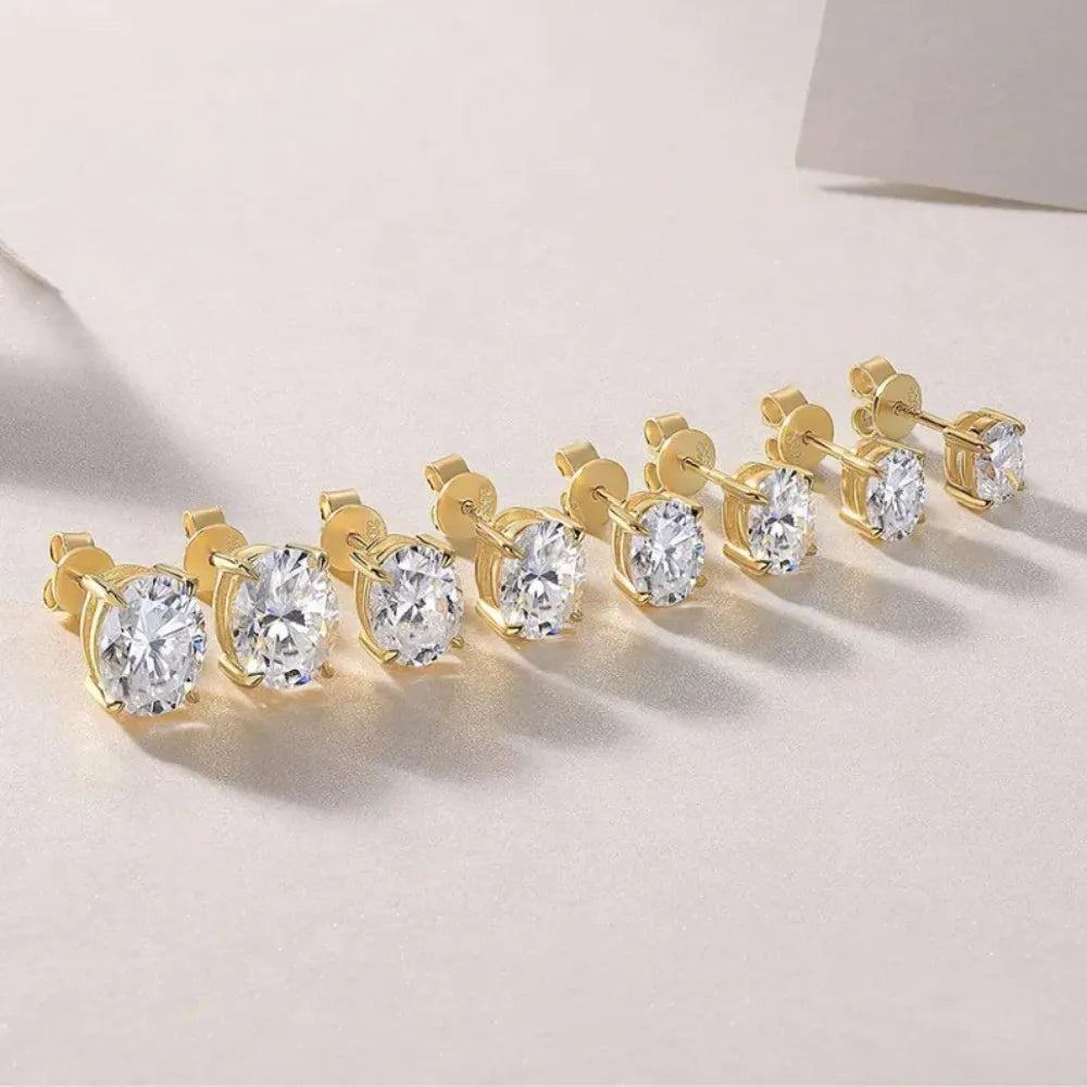 1-4CT Oval Moissanite Stud Earrings for Women Men Certified Lab Grown Diamond Solid 925 Silver Plated 18k Gold Ear Studs Jewelry