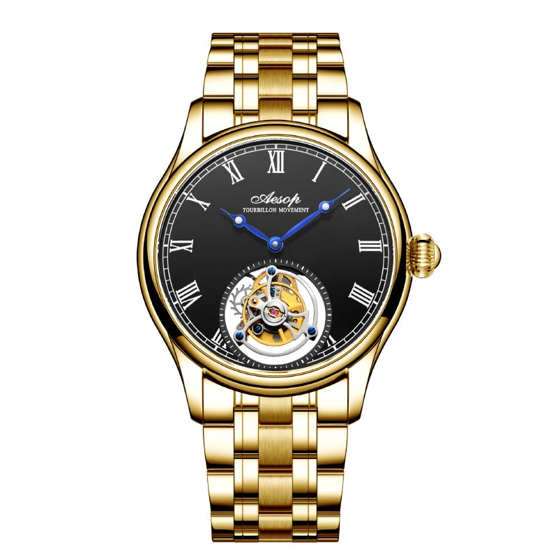 Aesop Real Flying Tourbillon Movement Mechanical Watches Luxury Watch for Men Skeleton Tourbillon Watch Sapphire Official Store