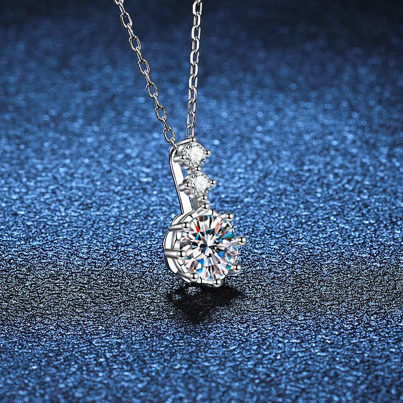 1ct 6.5mm D Color Moissanite Diamond Pendant Necklace 925 Sterling Sliver Neck Chain Necklaces with GRA Gift for Women