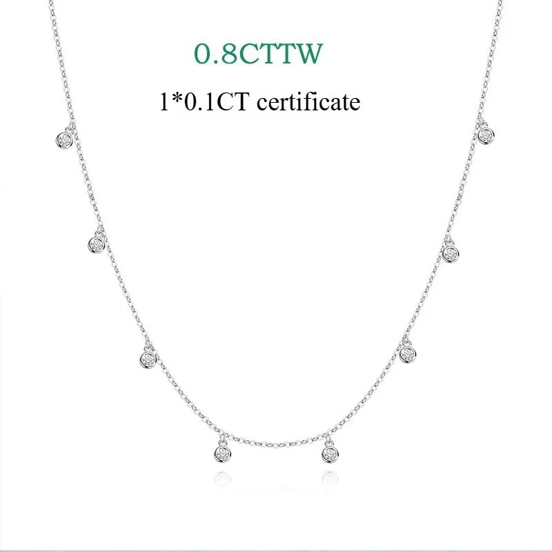 Smyoue Certified Bubble 8 Stone 100% Real Moissanite Necklace Pendant Classic Women's Neck Chain Sterling Silver 925 Plated 18K