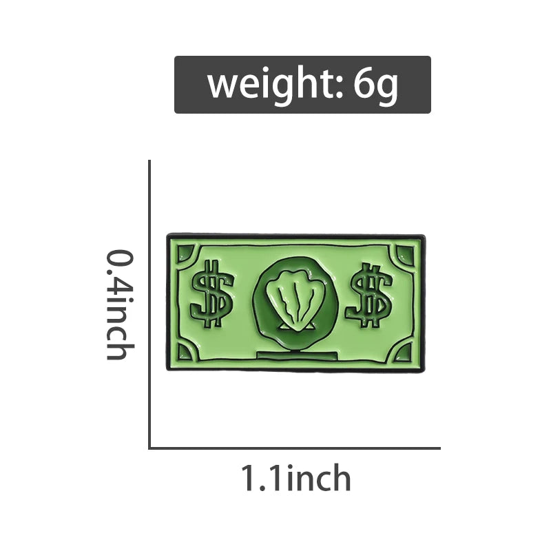 Funny Comedy Anime Dollar Money Credit Card Enamel Pins Cartoon Anime Inspiration Metal Brooches Decorative Lapel Badges Jewelry