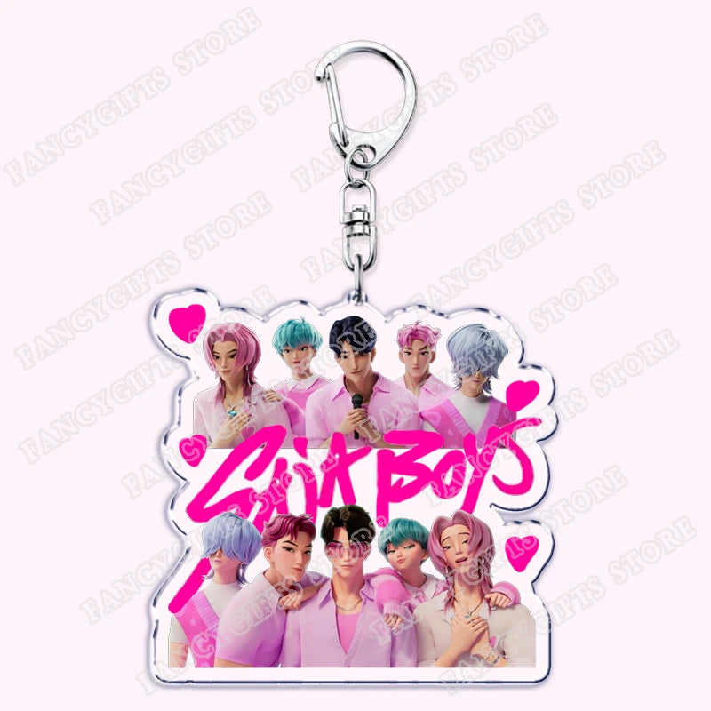 Popular Kpop Demon Hunters Huntrix Saja Boys Keychains for Accessories Jewelry Rumi Zoey Jinu Derpy Tiger Keyrings Fans Gifts