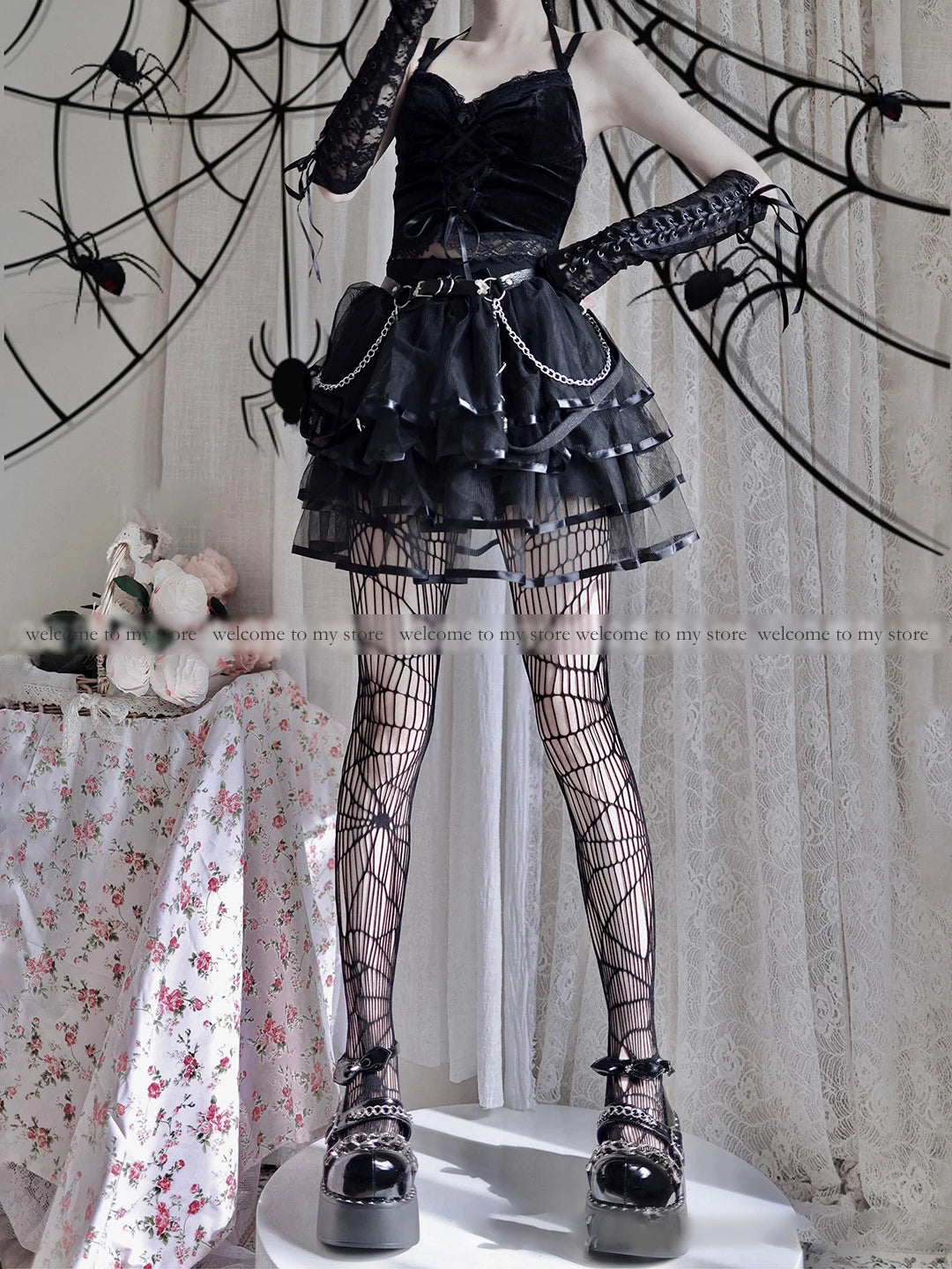 Woman Girls Gothic Cartoon Fishnet Stockings Snake Kuromies Skull Socks Mesh Tights Panties Lolita Plus Size Pantyhose Leggings