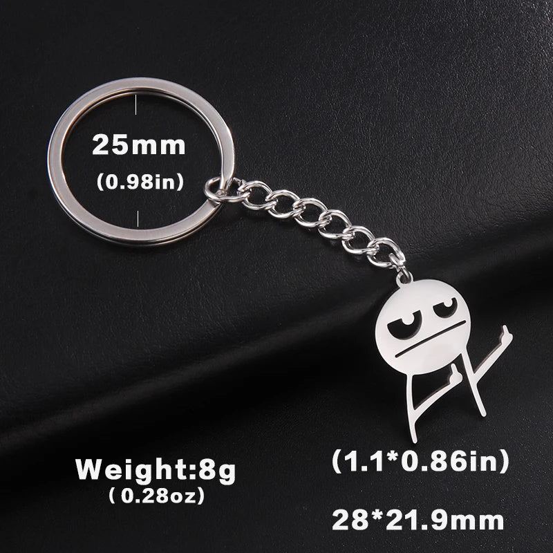 Teamer Funny Middle Finger Stickman Keychain 2025 Cute Trend School Bag Car Key Pendant Couple New Trinket Gift Keyring