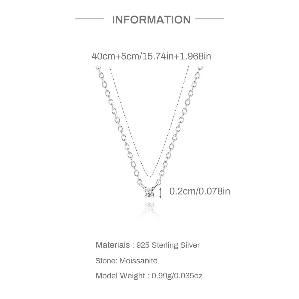 BOAKO 925 Sterling Silver Four Prong Setting Moissanite Pendant Necklace for Women Wedding Bridal Jewelry Personalities Luxury