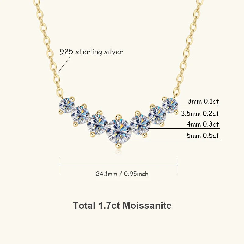 U-Smile Moissanite Necklace D VVS1 for Women D Color Sparkling Lab Diamon Luxury Necklaces 925 Sterling Silver with Certified