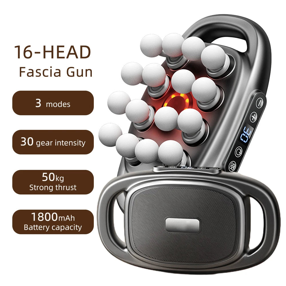 16-Head Fascia Gun High-Frequency Vibration Body Massage Gun Waist and Back Massager Neck Shoulder Massager Muscle masajeador