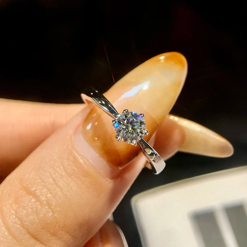 KNB 0.5-2ct Real Moissanite Ring Engagement Wedding Diamond Rings for Women 925 Sterling Silver High Quality Luxury Jewelry