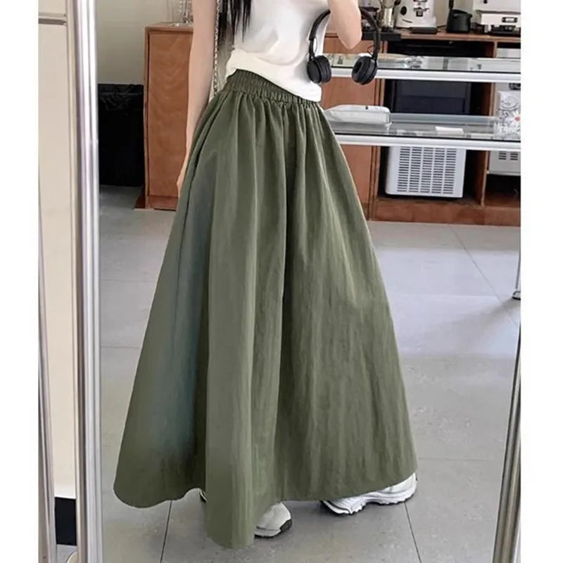 Workwear Halflength Skirt for Women Summer Loose High Waist Covering Crotch Student Dropping Feeling A-line Hundred 58ON