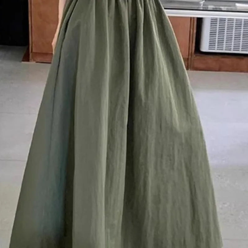 Workwear Halflength Skirt for Women Summer Loose High Waist Covering Crotch Student Dropping Feeling A-line Hundred 58ON
