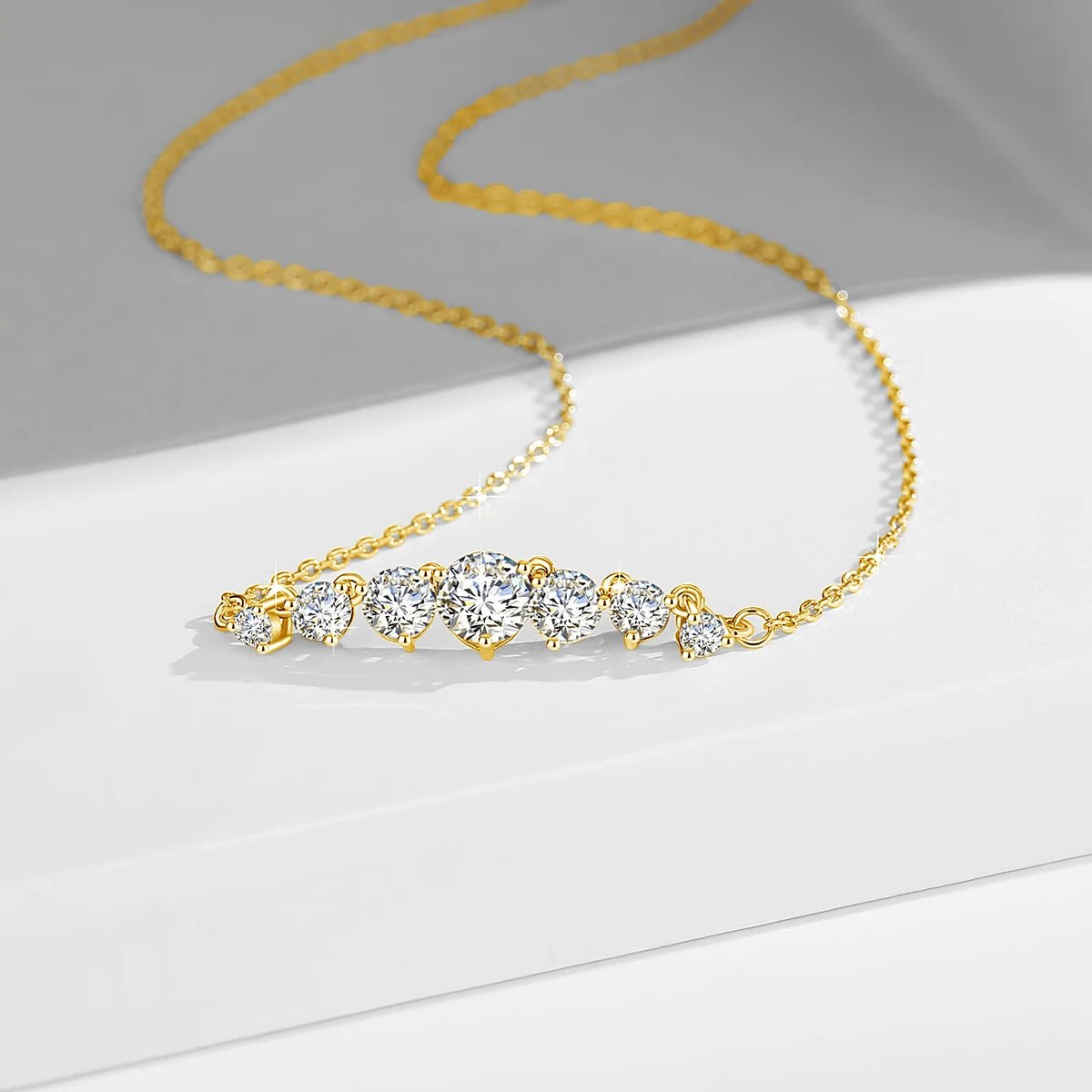 2.8 CTW Lab Grown Diamonds Necklaces for Women Solid 18K Yellow Gold Plated 925 Silver D VS1 Moissanite Clavicle Chain