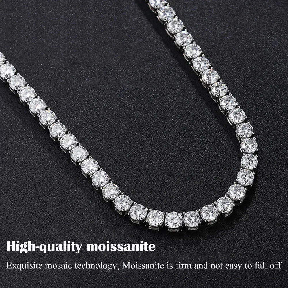 3/4/5/6.5mm Real Moissanite Tennis Necklace Bracelet for Men Women 925 Sterling Silver Lab Diamond Neck Chain Party Jewelry Gift
