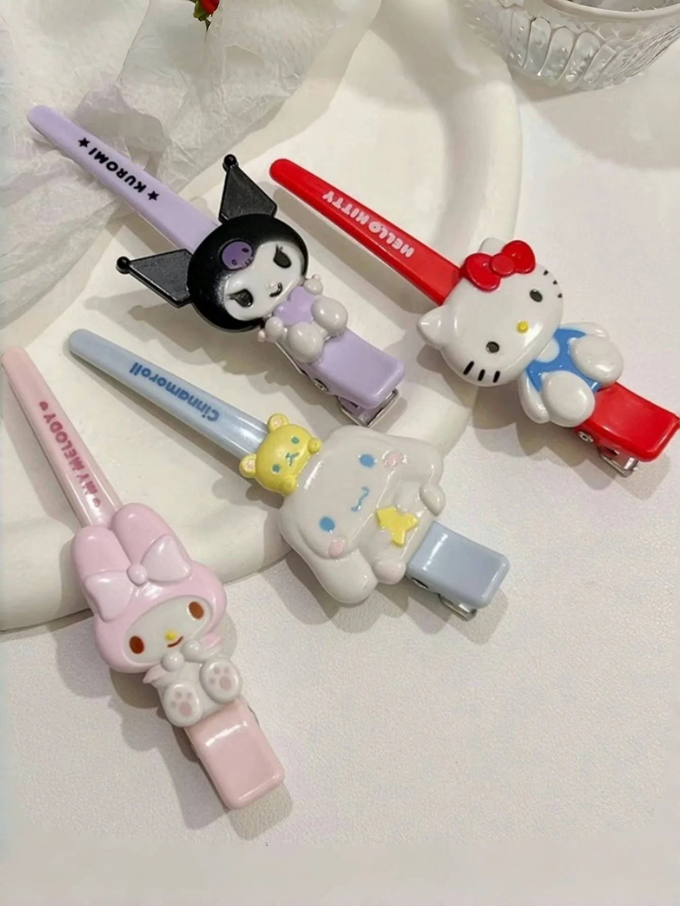 1/2pcs Hello Hairpin Kitty My Melody Kuromi Cinnamoroll Word Clip Headdress Bangs Clips Hair Accessories Gifts