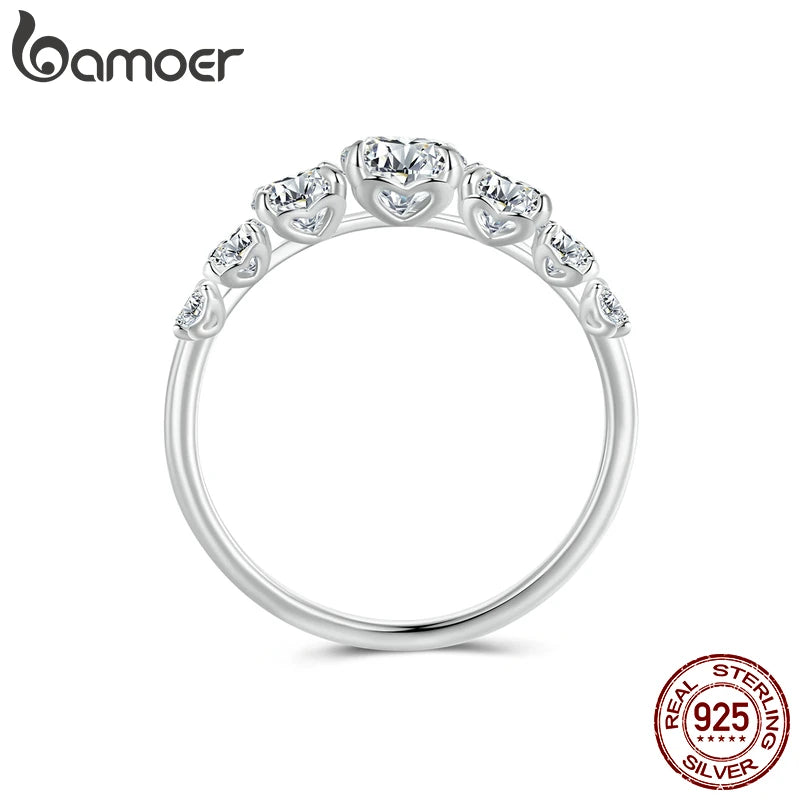 Bamoer D Color VVS1 EX Moissanite Ring Delicate Lab Diamond Ring 925 Sterling Silver for Women Engagement Wedding Jewelry