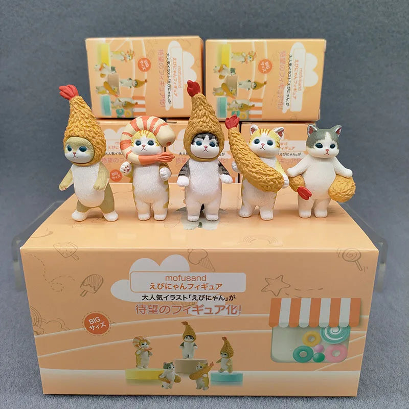 4cm Mofu Cat sands Action Figure Collection Set Animal Headgear Doll Kawaii Cute PVC Model Desktop Decoration Crafts Gifts Toys