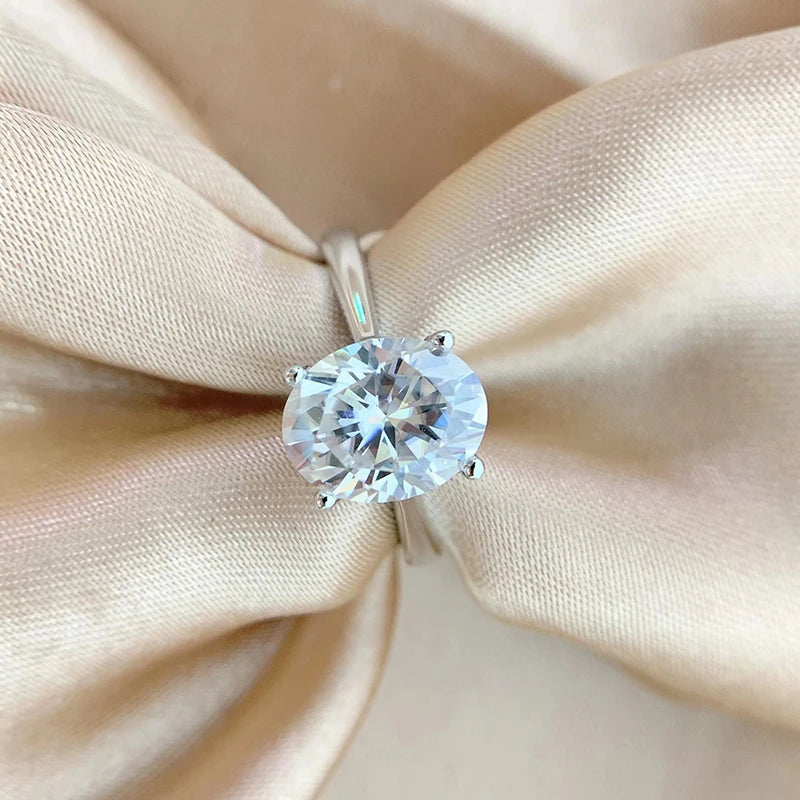 Smyoue Oval Cut 1CT 2CT 3CT D Color Moissanite Rings for Women Lab Diamond Wedding Promise Band S925 Sterling Silver Jewelry