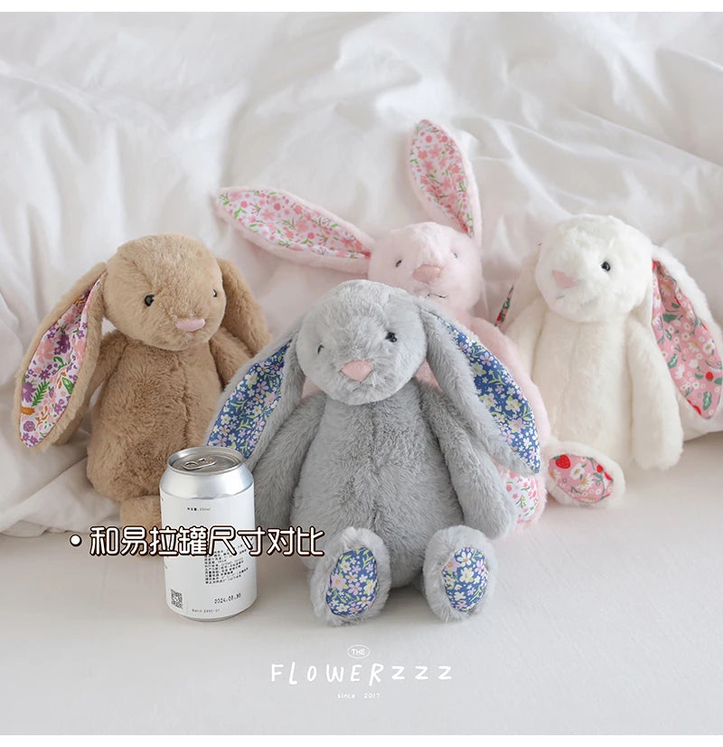 30cm Bonnie Rabbit Floral Ears Plush Toys Cartoon Stuffed Bunny Dolls Children's Room Decor Toy Soft Birthday Gifts For Girl