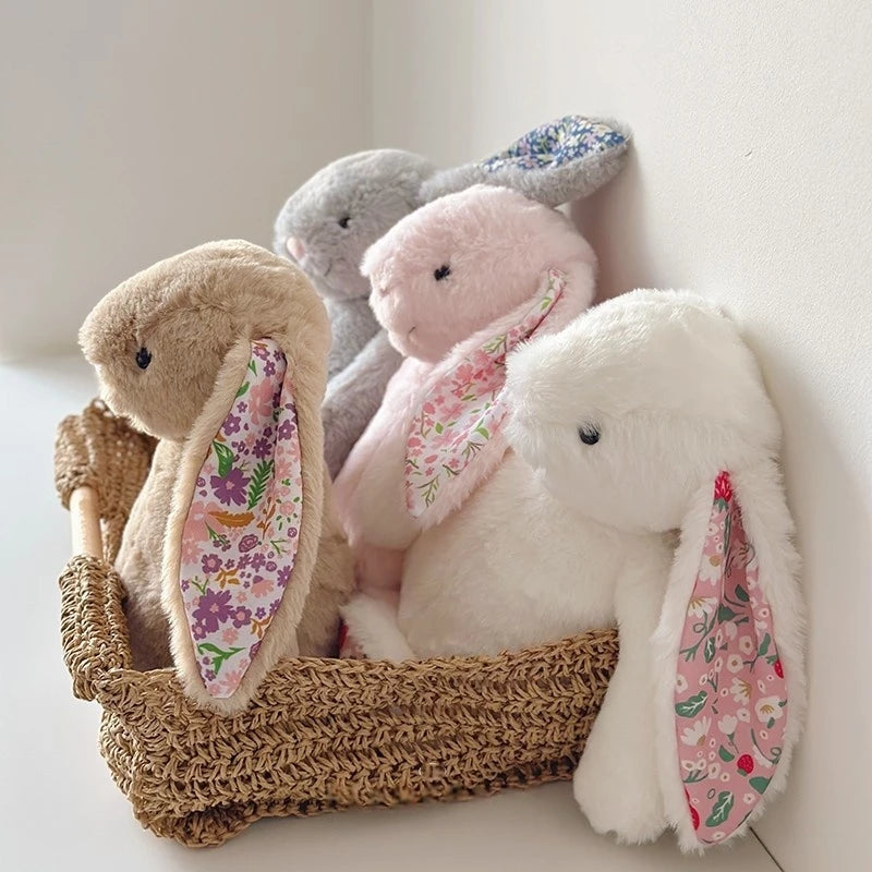 30cm Bonnie Rabbit Floral Ears Plush Toys Cartoon Stuffed Bunny Dolls Children's Room Decor Toy Soft Birthday Gifts For Girl