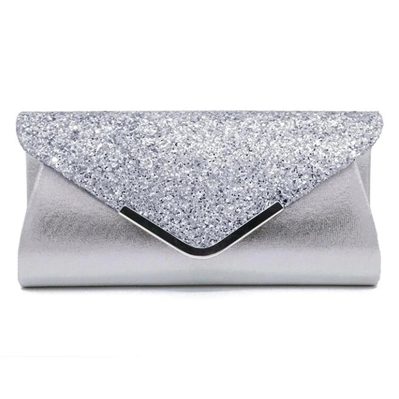 Women Clutch Glitter Sequins Evening Party Handbag Portable Black Gold Silver Pink Wedding Clutch Purse Envelope Clutch