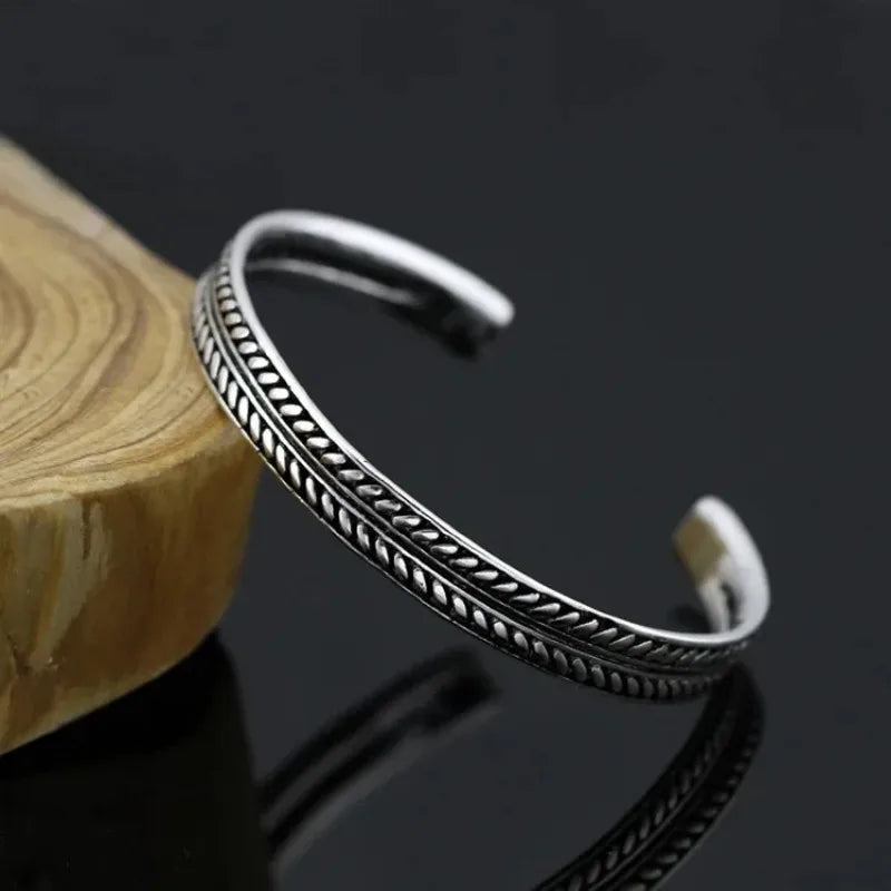 2024 New Simple Twisted Stainless Steel Open Bangles for Men Women Delicate Silver Color Cuff Bracelet Fashion Party Jewelry