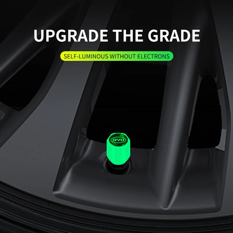 4pcs/set Luminous Car Tire Valve Cap Fluorescent Night Glowing Decor For BYD S6 S7 S8 F3 F6 F0 M6 G3 G5 G7 E6 L3 T3 13 E5 E6