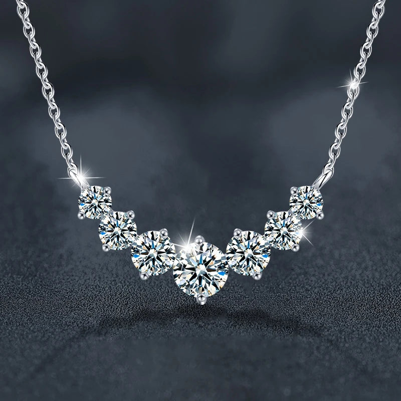 U-Smile Moissanite Necklace D VVS1 for Women D Color Sparkling Lab Diamon Luxury Necklaces 925 Sterling Silver with Certified