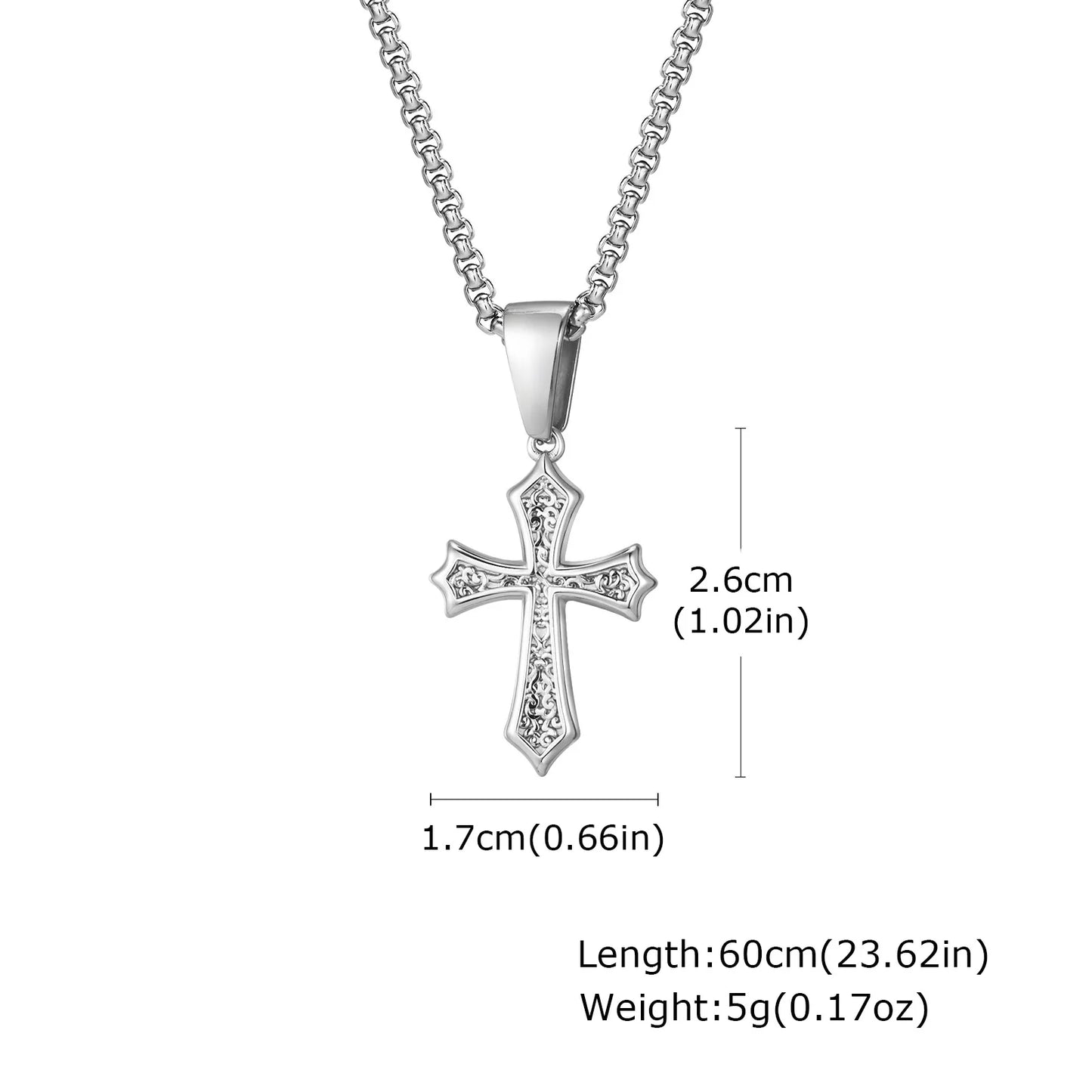 メンズ用新ファッションシルバー/ブラックカラークロスペンダントネックレスステンレススチールネックレス