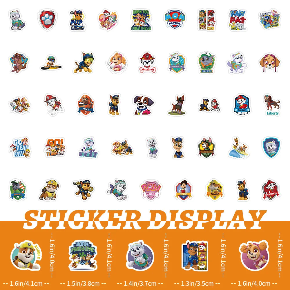 10/50/100PCS Cute Cute PAW Patrol Anime Stickers Decoration DIY Phone Notebook Suitcase Laptop Fridge Graffiti Cartoon Sticker