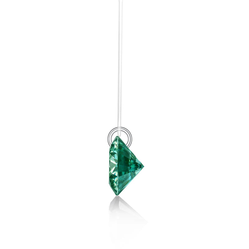 JIUZUAN 2ct Aqua Blue Moissanite Necklace S925 Silver Invisible Wire Pendant for Women Minimalist Elegant Daily Wear Necklace