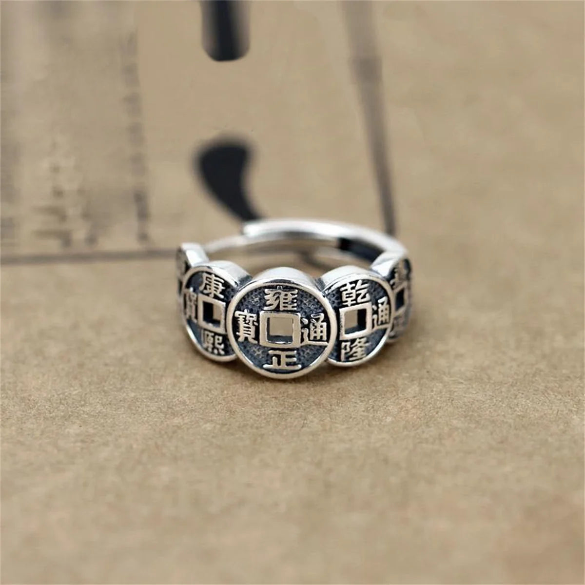 Chinese Style Vintage Copper Coin Opening Ring For Men Women Unisex Feng Shui Pixiu Rings Amulet Wealth Lucky Jewelry Best Gift