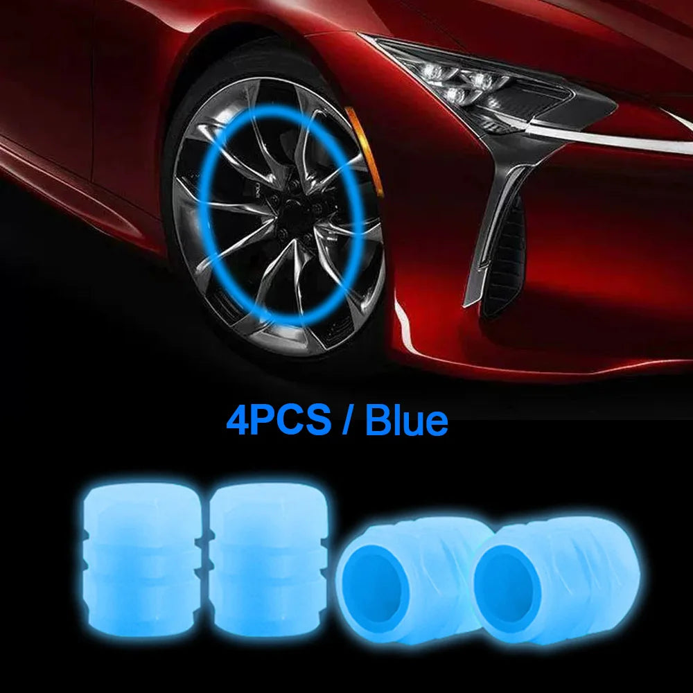 Mini Car Tire Valve Caps Luminous Valve Stem Caps Universal Fluorescent Tyre Nozzles Cover Tyre wholesale